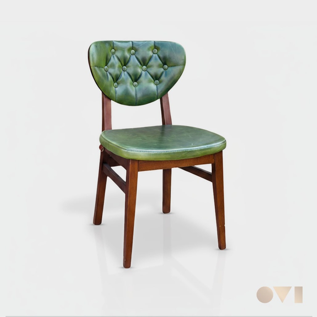 DAXI | CAFE LEATHER TUFTED WOOD
 CHAIR