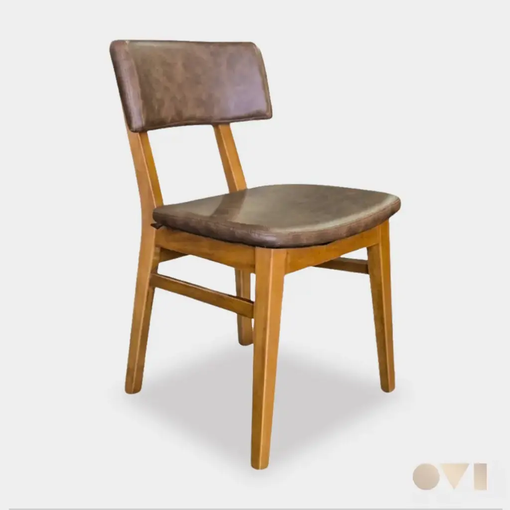 MARSEL2 | DINING LEATHER WOODEN CHAIR