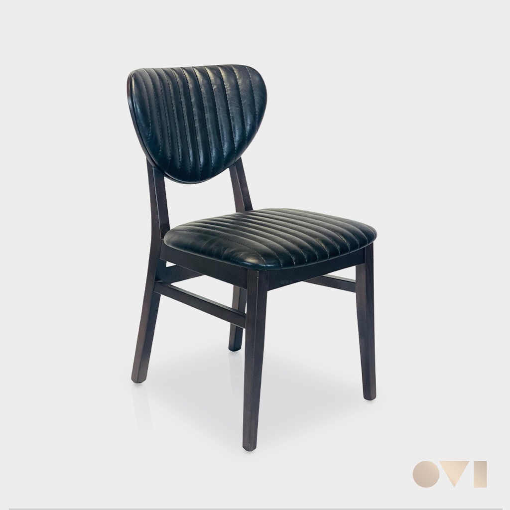 DAXI | VERTICALLY STITCHED LEATHER WOODEN CHAIR
