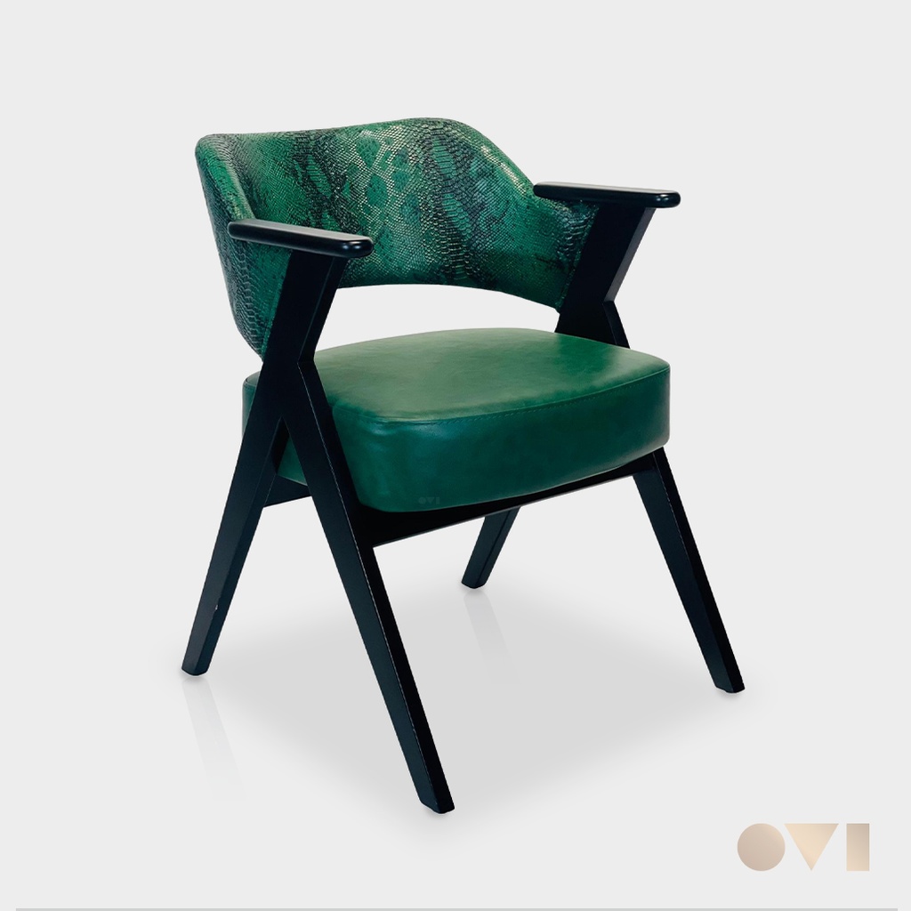 ZANTRO | DINING WOOD FRAME FABRIC ARMCHAIR