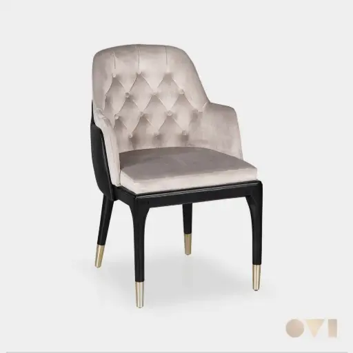 ALVARO | TUFTED FABRIC WOOD
 CHAIR