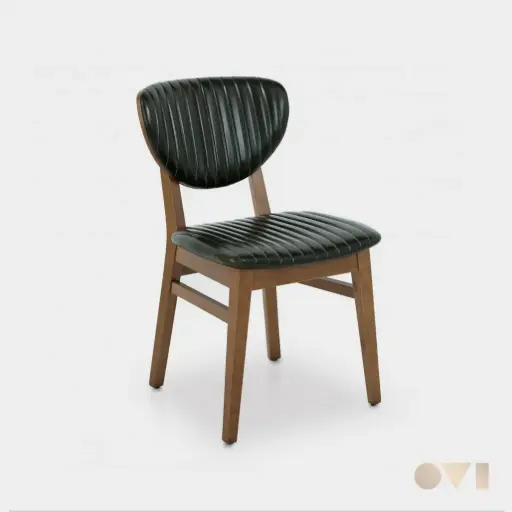 DAXI | VERTICALLY STITCHED LEATHER WOODEN CHAIR