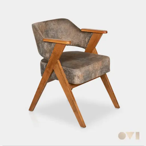 ZANTRO | DINING WOOD FRAME FABRIC ARMCHAIR