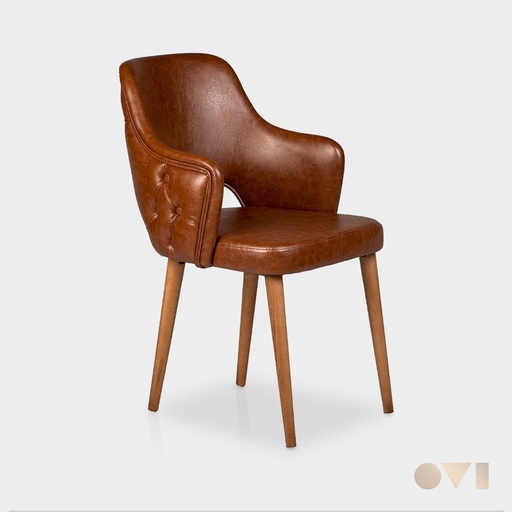 [TOR01] TORVI | INDOOR DINING LEATHER WOODEN ARMCHAIR