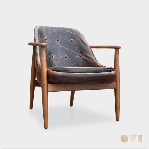 [ARV01-ca] ARVIO | INDOOR LOUNGE LEATHER WOODEN ARMCHAIR