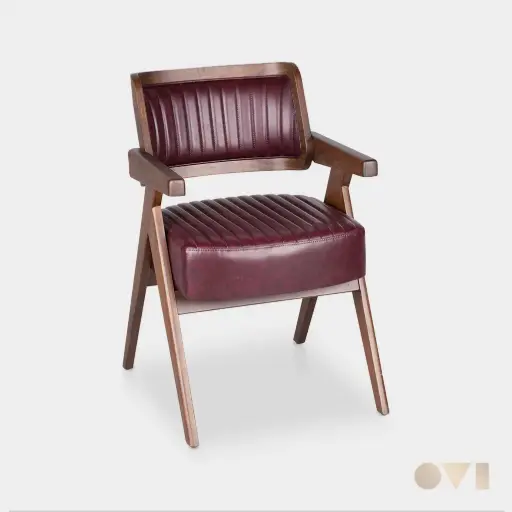 BRUNELLO | LEATHER WOOD FRAME ARMCHAIR